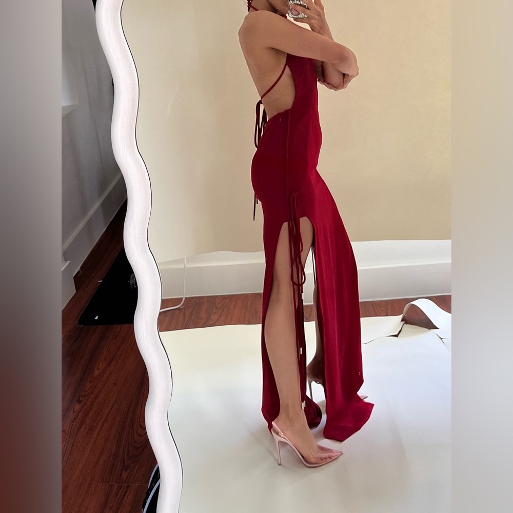 Monot Red Valentine Cutout Gown Sleeveless Backless Evening Gown Maxi Dress XS/S